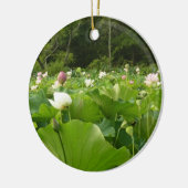 Veld Lotus Flowers Summer Garden Keramisch Ornament (Links)