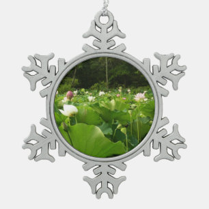 Veld Lotus Flowers Summer Garden Tin Sneeuwvlok Ornament