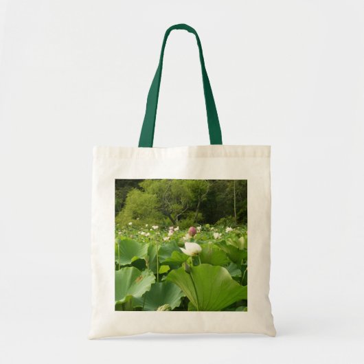 Veld Lotus Flowers Summer Garden Tote Bag (Voorkant)
