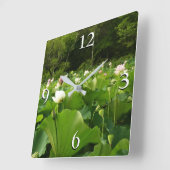 Veld Lotus Flowers Summer Garden Vierkante Klok (Hoek)