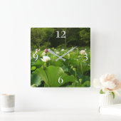 Veld Lotus Flowers Summer Garden Vierkante Klok (Huis)