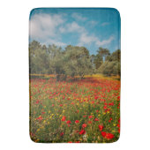 Veld met bloemen en bomen badmat (Voorkant Verticaal)