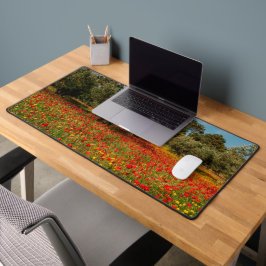 Veld met bloemen en bomen bureaumat