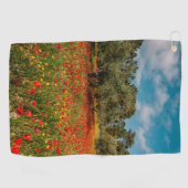 Veld met bloemen en bomen golfhanddoek (Horizontaal)