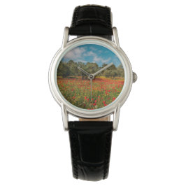 Veld met bloemen en bomen horloge