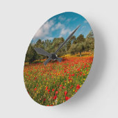 Veld met bloemen en bomen ronde klok (Hoek)