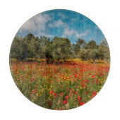 Veld met bloemen en bomen snijplank (Voorkant)
