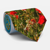 Veld met bloemen en bomen stropdas (Opgerold)