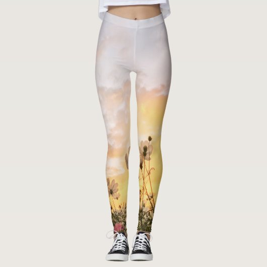 veld met bloemen leggings (Voorkant)