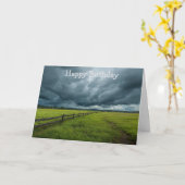 Veld met een houten hek kaart (Gele Bloem)