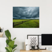 Veld met een houten hek poster (Thuiskantoor)