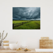 Veld met een houten hek poster (Keuken)