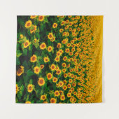 Veld met felgele zonnebloemen op zonnige dag. wandkleed (Voorkant (horizontaal))