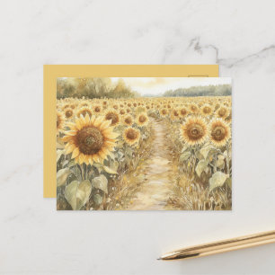Veld met gele zonnebloemen briefkaart