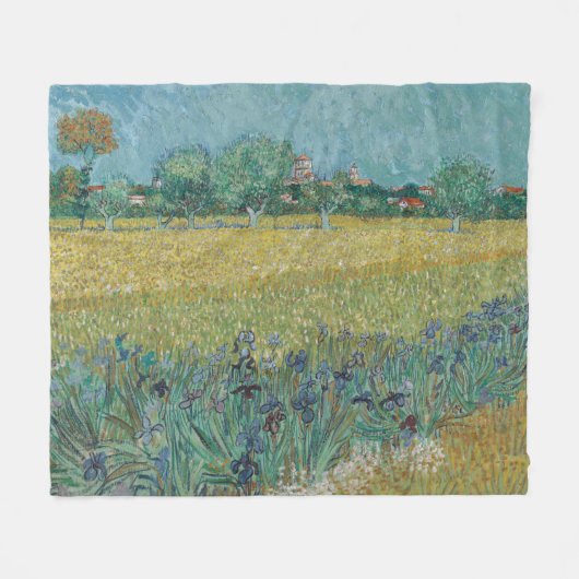 Veld met irissen bij Arles Vincent Van Gogh Fleece Deken (Voorkant (Horizontaal))