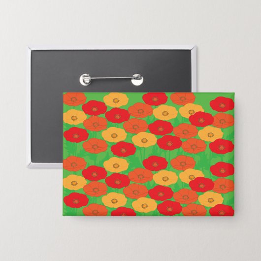 Veld met klaprozen button (Voorkant / Achterkant)