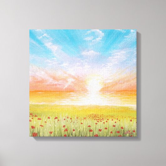 Veld met klaprozen canvas afdruk (Voorkant)