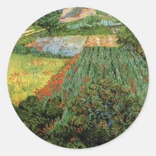 Veld met klaprozen door Vincent van Gogh Ronde Sticker