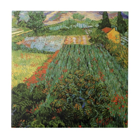 Veld met klaprozen door Vincent van Gogh Tegeltje (Voorkant)