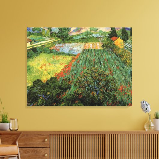Veld met klaprozen van Vincent van Gogh Canvas Afdruk (Insitu (Woonkamer))