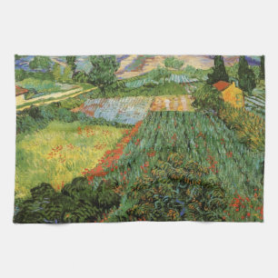 Veld met klaprozen van Vincent van Gogh Theedoek