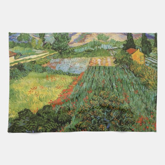Veld met klaprozen van Vincent van Gogh Theedoek (Horizontaal)