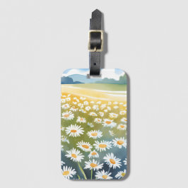 Veld met Madeliefjes | Bloemenschildering van een Bagagelabel