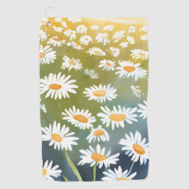 Veld met Madeliefjes | Bloemenschildering van een  Golfhanddoek