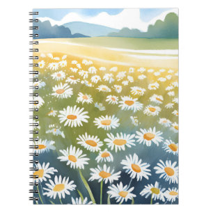 Veld met Madeliefjes Bloemenschildering van een Notitieboek
