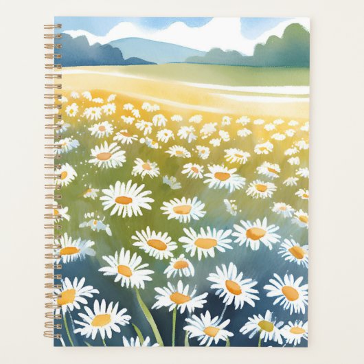 Veld met Madeliefjes | Bloemenschildering van een Planner (Voorkant)