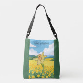 Veld met narcissen crossbody tas (Achterkant)