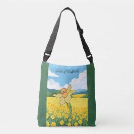 Veld met narcissen crossbody tas