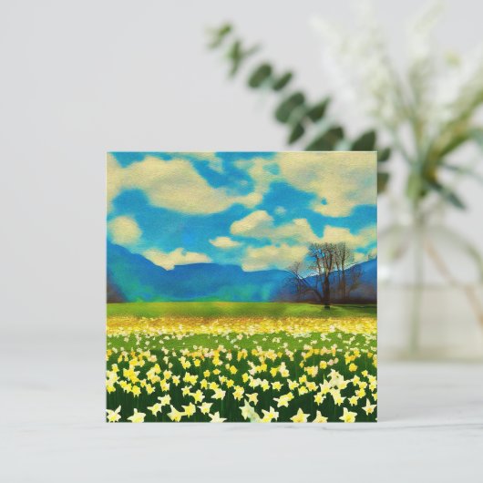 Veld met narcissen - schilderij (Staand voorkant)