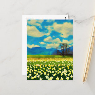Veld met narcissen - schilderij briefkaart