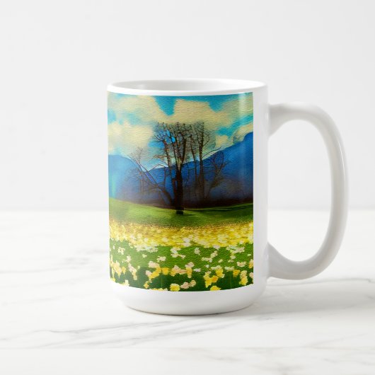 Veld met narcissen - schilderij koffiemok (Rechts)
