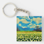 Veld met narcissen - schilderij sleutelhanger (voorkant)