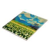 Veld met narcissen - schilderij tegeltje (Zijkant)