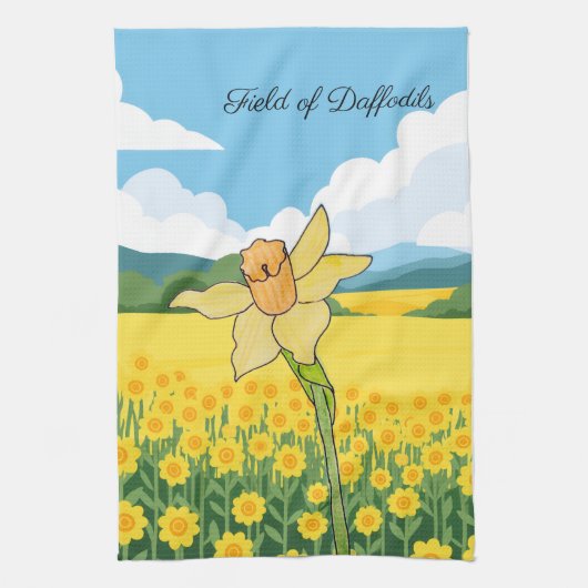 Veld met narcissen theedoek (Verticaal)