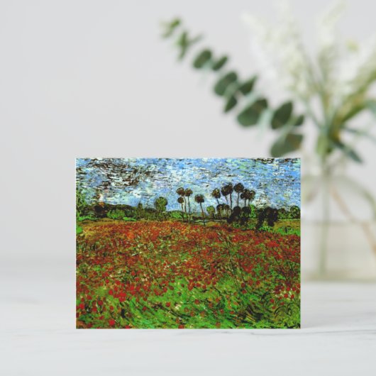 Veld met papavers (F636) Van Gogh Fine Art Briefkaart (Staand voorkant)