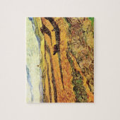 Veld met ploeger en molen door Vincent van Gogh Legpuzzel (Verticaal)