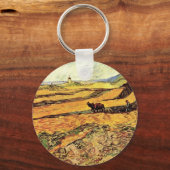 Veld met ploeger en molen door Vincent van Gogh Sleutelhanger (Voorkant)