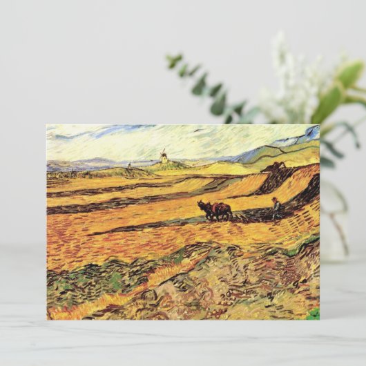 Veld met Plowman en Mill van Vincent van Gogh (Staand voorkant)