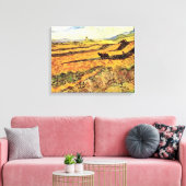 Veld met Plowman en Mill van Vincent van Gogh Canvas Afdruk (Insitu (Woonkamer))