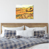Veld met Plowman en Mill van Vincent van Gogh Canvas Afdruk (Insitu (Slaapkamer))