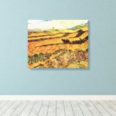 Veld met Plowman en Mill van Vincent van Gogh Canvas Afdruk (Insitu (Houten vloer))