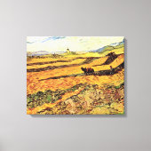 Veld met Plowman en Mill van Vincent van Gogh Canvas Afdruk (Voorkant)