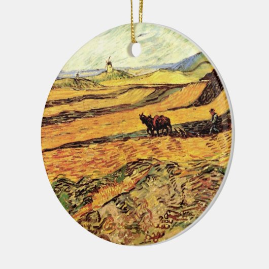 Veld met Plowman en Mill van Vincent van Gogh Keramisch Ornament (Links)