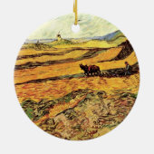 Veld met Plowman en Mill van Vincent van Gogh Keramisch Ornament (Achterkant)