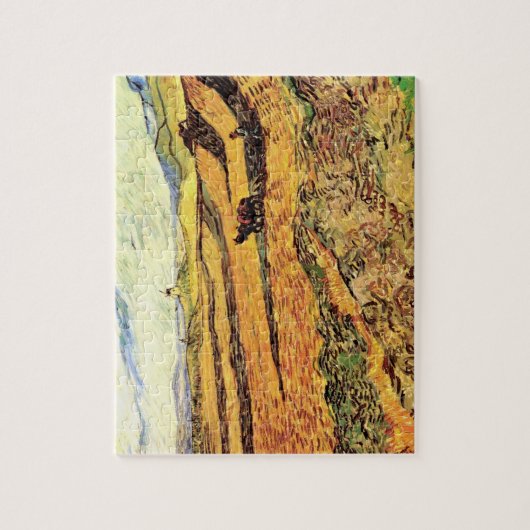 Veld met Plowman en Mill van Vincent van Gogh Legpuzzel (Verticaal)