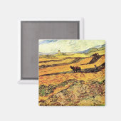 Veld met Plowman en Mill van Vincent van Gogh Magneet (Voorkant / Achterkant)